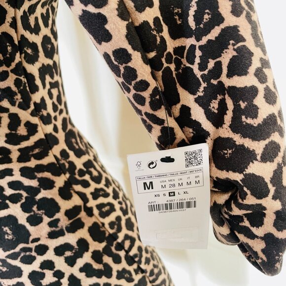 Zara Women's Faux Suede Leopard Print Bodycon Dress Medium - Picture 9 of 10